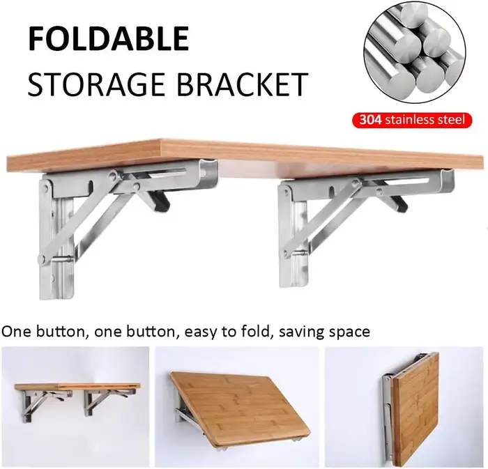 Supports d'étagère pliants robustes en acier inoxydable