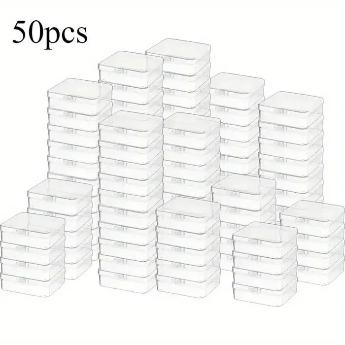50 boîtes de rangement en plastique transparent avec couvercles transparents - Contenants d'organisa