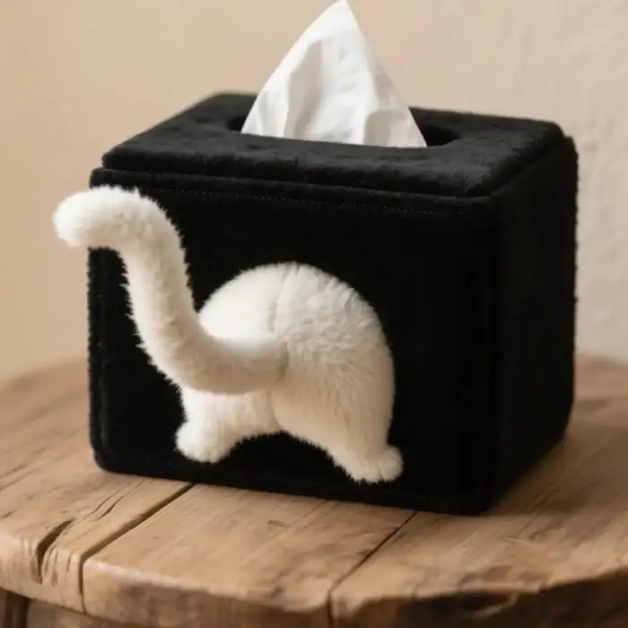 Boîte à mouchoirs en forme de chaton mignon et coquin, boîte à serviettes créative, boîte à poupée e