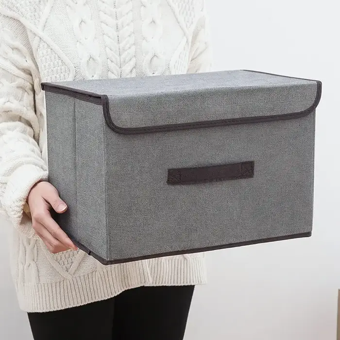 Boîte de rangement en tissu non tissé gris, fournitures pour la maison, vêtements, sous-vêtements, chaussettes, jouets pour enfants, évaluationcosmétiques