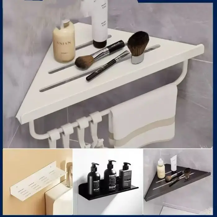 Étagère d'angle triangulaire pour salle de bain