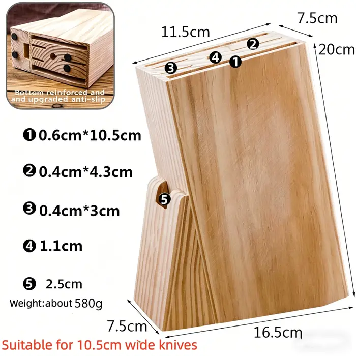 Bloc à couteaux de cuisine créatif en bois – Support de rangement vertical