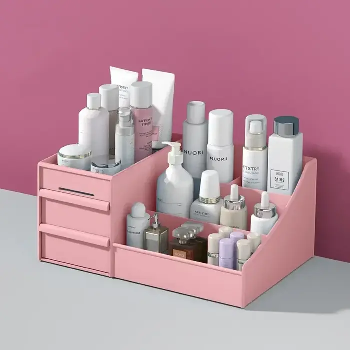 Boîte de rangement en plastique pour maquillage, étagère de finition pour dortoir, cosmétiques, soin