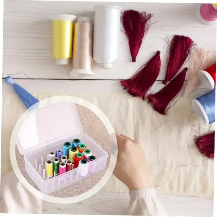 ‌ Boîte de rangement de fil à coudre 42 bobines, boîte de rangement de fil à coudre Portable en plastique transparent de grande capacité pour fournitures de broderie