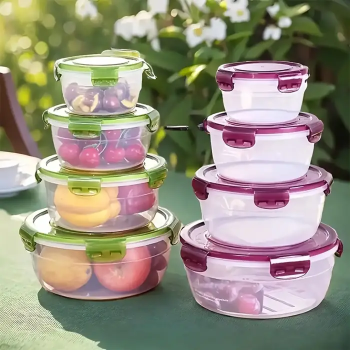 8 pièces/ensemble (4 conteneurs + 4 couvercles scellés)-boîte de rangement de légumes et de fruits de cuisine