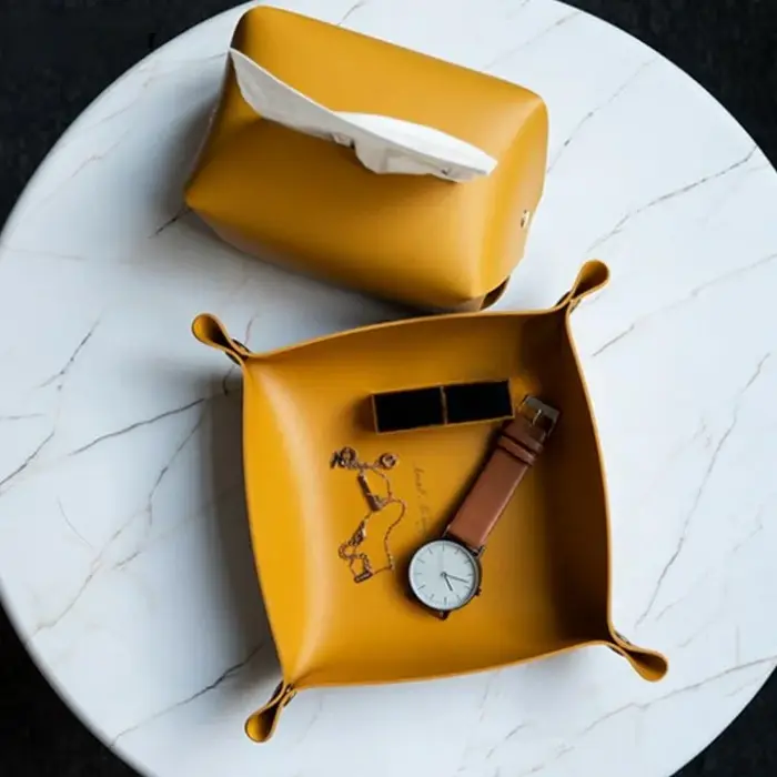Plateau de rangement en cuir de Style nordique
