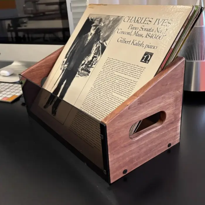 Support de stockage de disques en bois massif de noyer
