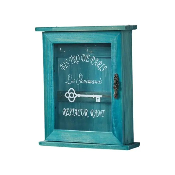 Organisateur d'entrée vintage, porte-clés rustique en bois à fixer au mur, boîte de rangement décora