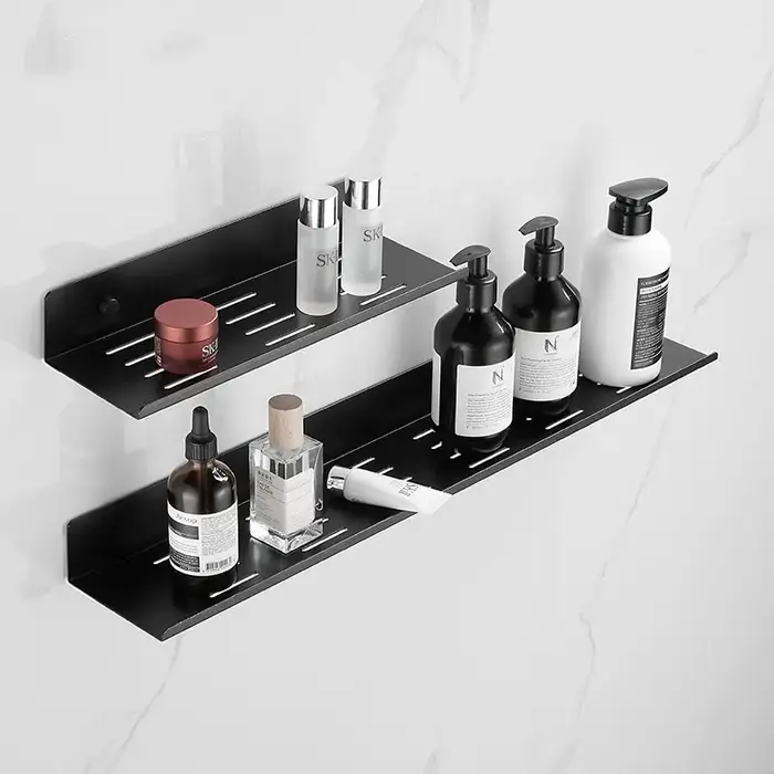 Étagère de douche auto-adhésive noire