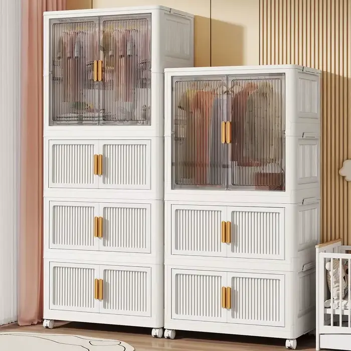 Étagères naturelles armoires organisateur vêtements jean étagère tiroir armoire empilable rangement Stoffen Klerenkast meubles de maison