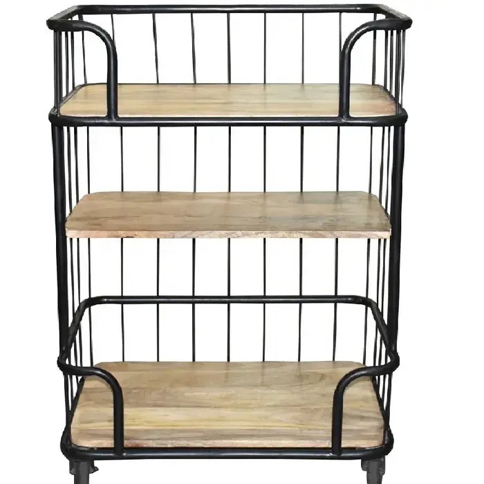 Meilleure vente de haute qualité solide manguier étagère en bois chariot de cuisine cadre de Structu