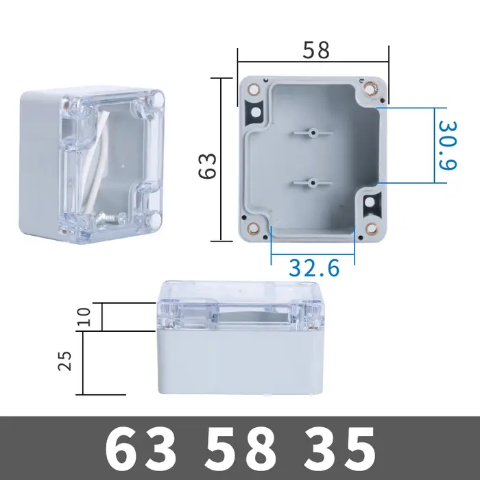 Boîtier extérieur étanche Transparent, boîte en plastique, boîtier de projet électronique, boîte éle