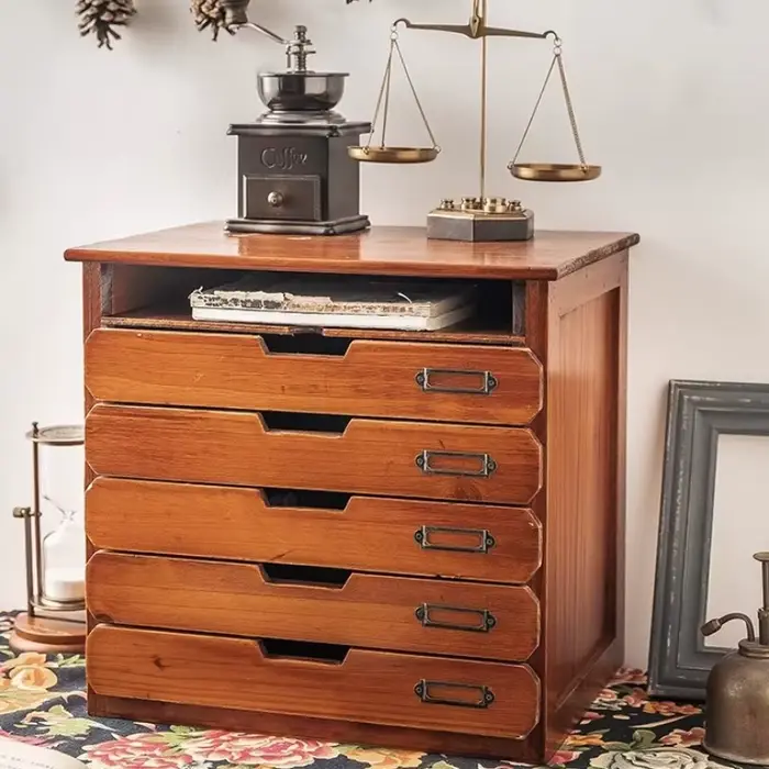 Boîte de rangement à tiroirs en bois