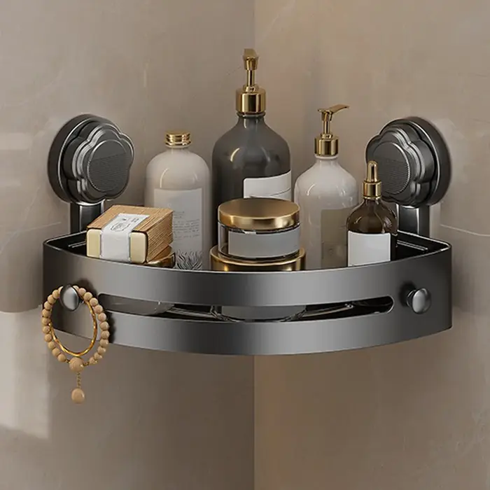 Étagère de salle de bain à ventouse, organisateur de rangement mural à trois étages, étagère d'angle