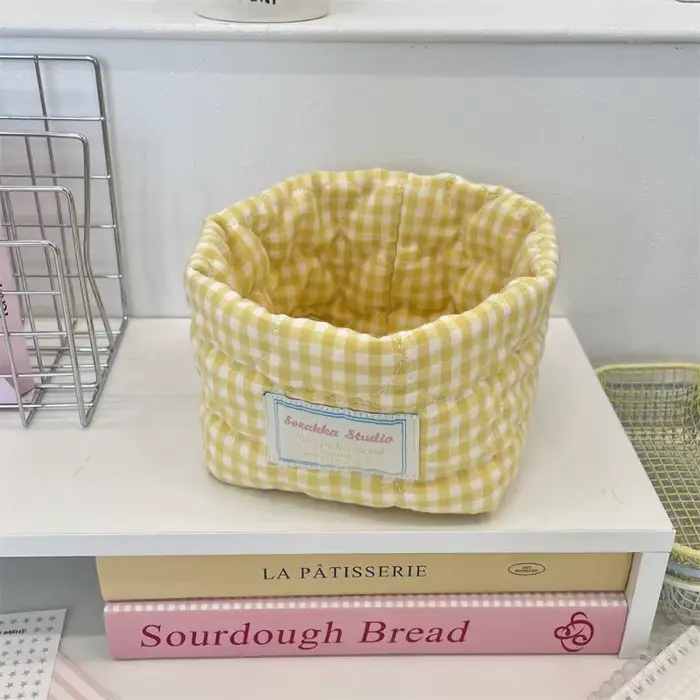 Panier de rangement en tissu à carreaux et rayures, paniers décoratifs lavables pour la maison, bacs