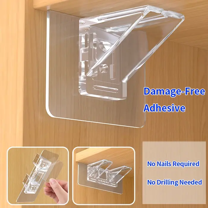 Supports d'étagère autocollants (12/20 pièces) – Clips pour armoire