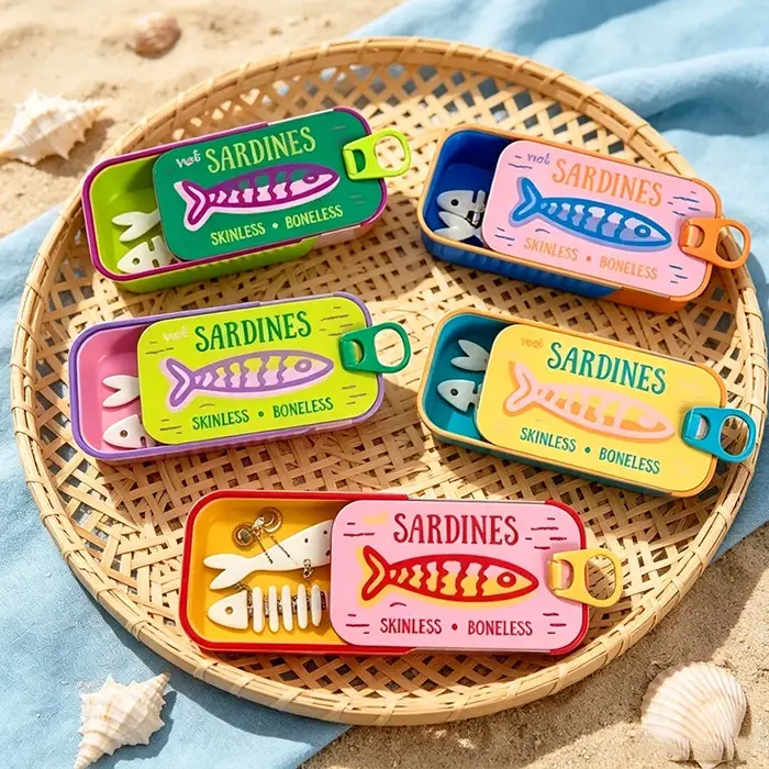Boîte de rangement pour sardines, boîte à bijoux à ouverture coulissante imprimée en 3D, boîte à bijoux multicolore miniature portable pour la maison, artisanat décoratif, cadeaux.