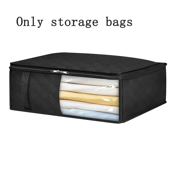 Sac de rangement pour vêtements, pliable, en tissu épais, avec fenêtres transparentes et poignées, i