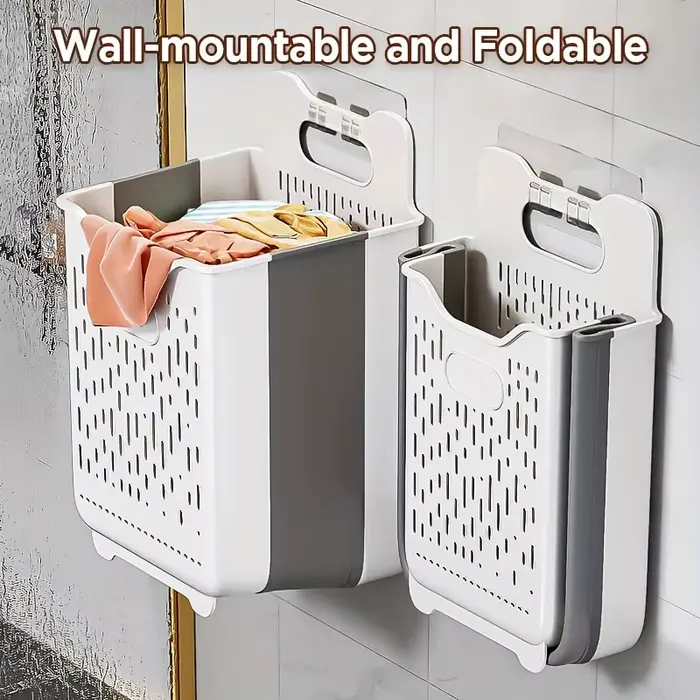 Panier à linge, panier à linge pliable mural suspendu avec poignée