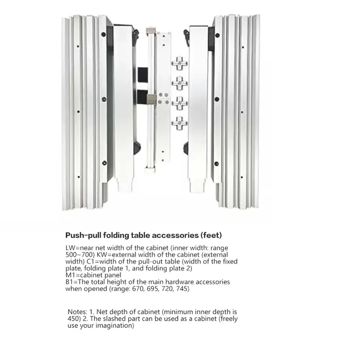 Rail coulissant télescopique pliable caché avec jambes, Push-Pull pour Table à manger, armoire de bu