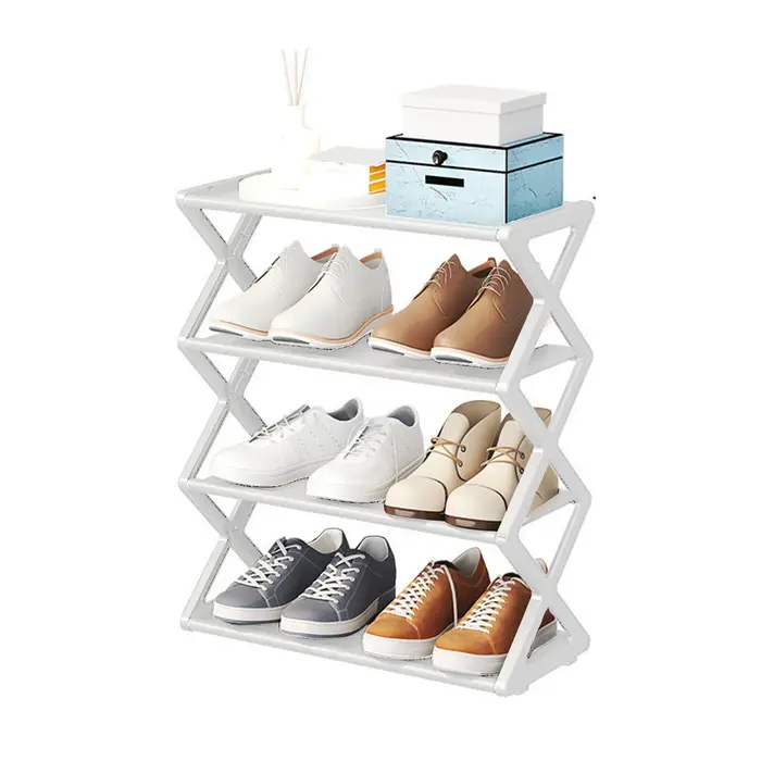 Étagère à chaussures pliable à 4 niveaux, gain de place, organisateur de rangement de chaussures deb