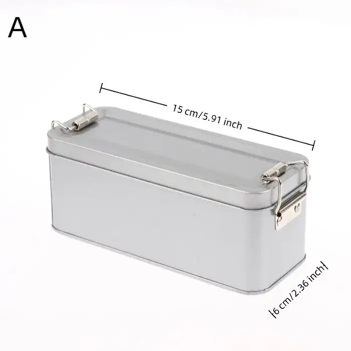 Boîte en fer blanc rectangulaire avec fermoir et couvercle, boîte de rangement en métal, boîte d'emb