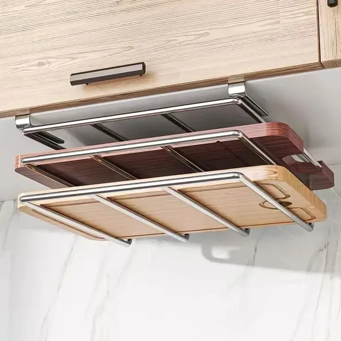 Support de planche à découper en acier inoxydable sous l'armoire - Organisateur suspendu pour planch