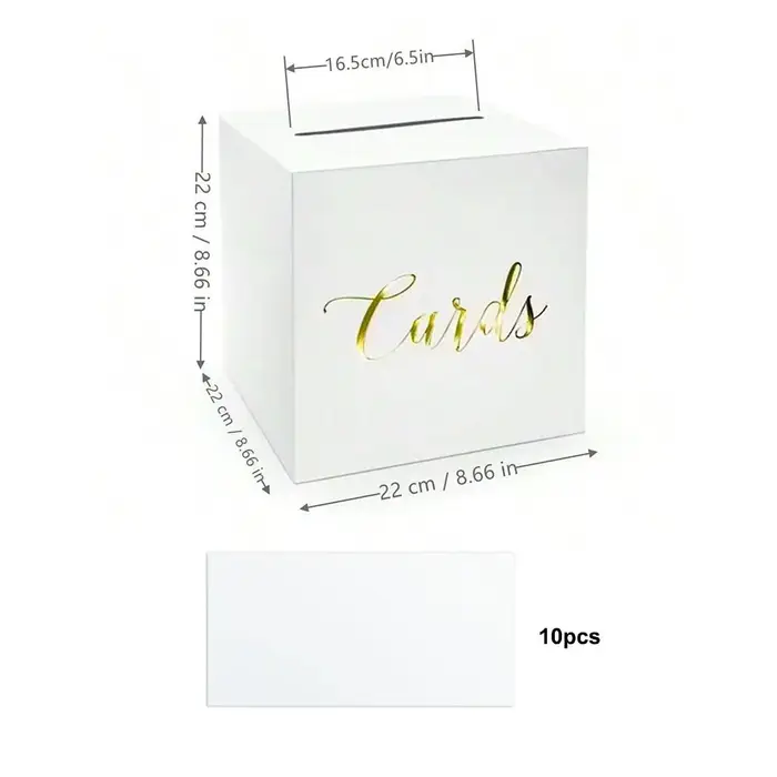 Boîte à cartes de mariage blanche et noire pour fournitures de fête, boîte à cartes de vœux en carto