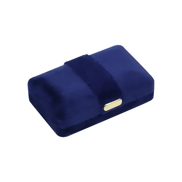 Boîte à bijoux pour bagues en velours avec boucle dorée arrondie, paire de boîtes d'emballage de bij