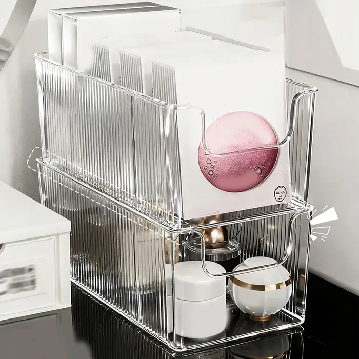 Boîte de rangement pour masques faciaux, boîte de rangement pour produits de soin de la peau, boîte de rangement pour coiffeuse, boîte de rangement pour cosmétiques, support pour parfums.