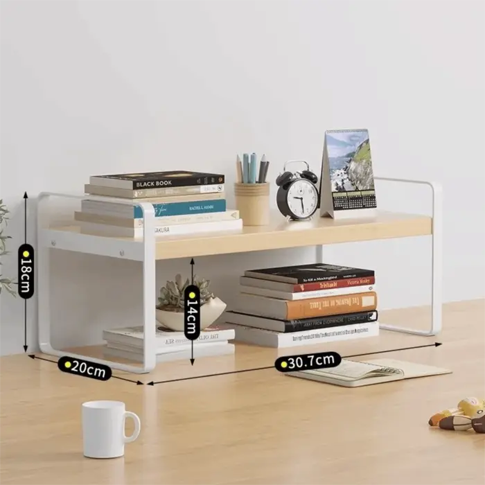 Étagère de rangement de bureau en fer, meuble à niveaux, esthétique minimaliste, support de rangemen