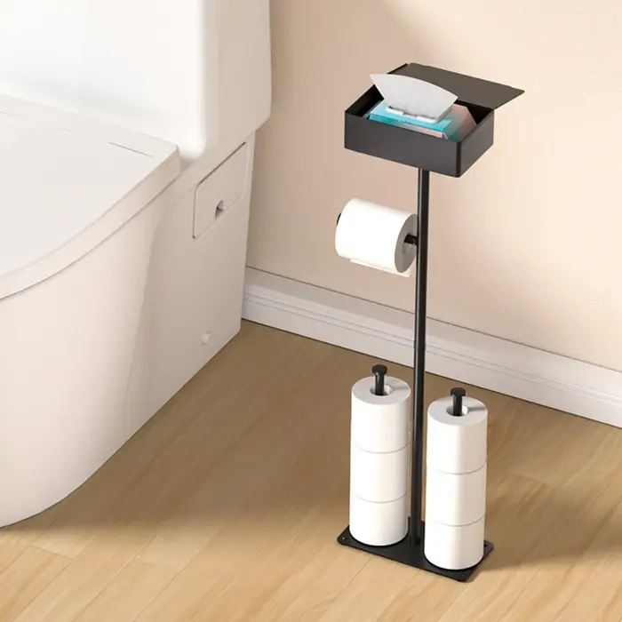 Porte-rouleau de papier hygiénique autoportant, boîte de rangement HOWith
