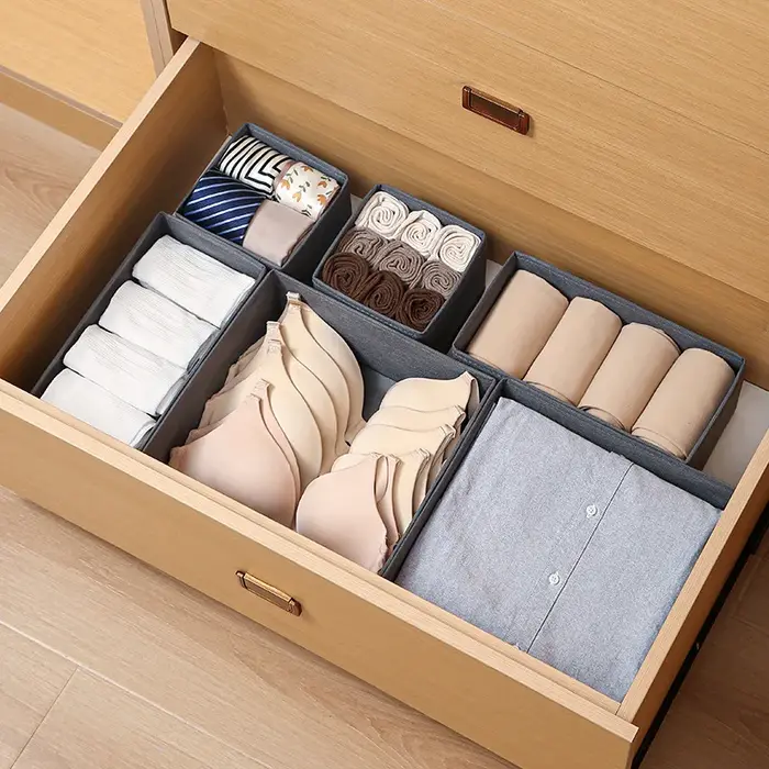 Boîte de rangement de sous-vêtements en tissu