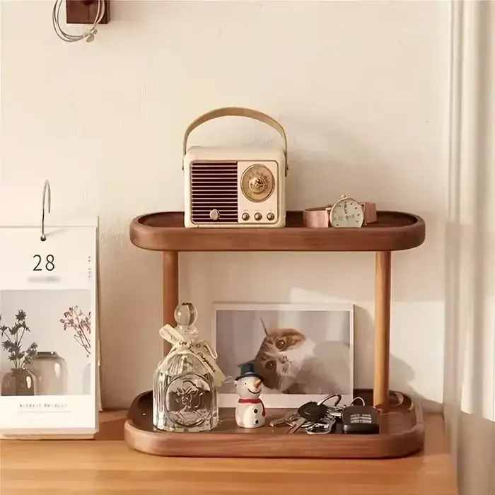 YUZI – étagère de rangement en bois à 2 niveaux
