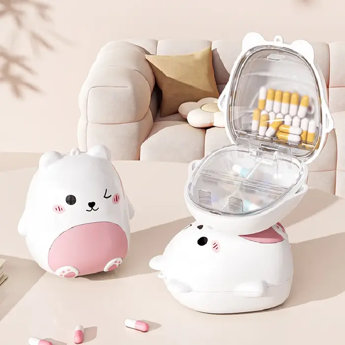 Mini boîte de rangement de bijoux de dessin animé ours Portable