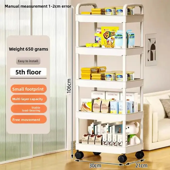 Étagère de rangement de cuisine à 5 niveaux, chariot mobile, étagère de rangement multi-niveaux sur