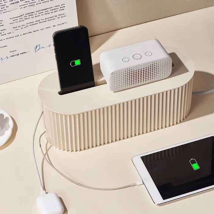 Boîte organisatrice de prises domestiques avec couvercle pour bureau à domicile - Cache-câbles multi