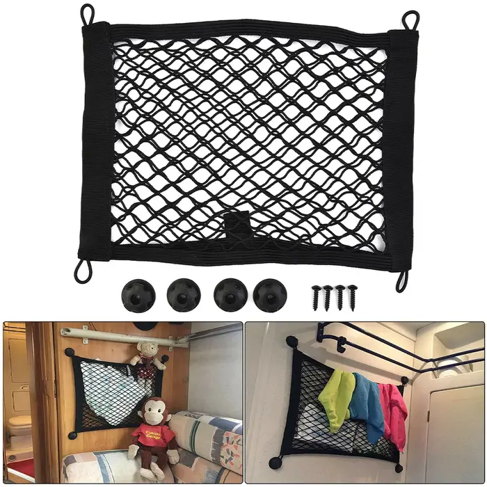 Filet de rangement pour voiture 25x35cm, filet en plastique extra large et élastique pour fourgonnet