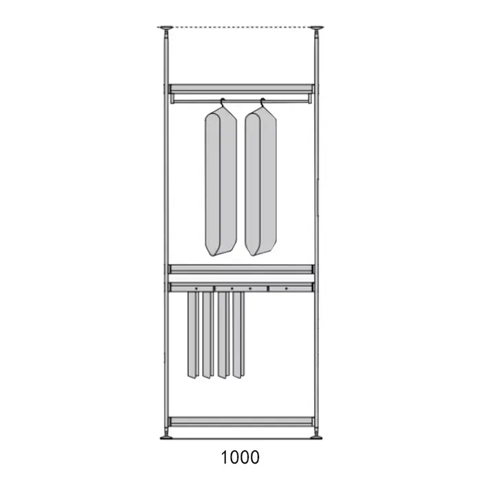 Support de rangement pour garde-robe, vestiaire ouvert, chambre à coucher, cintre en acier à Angle S