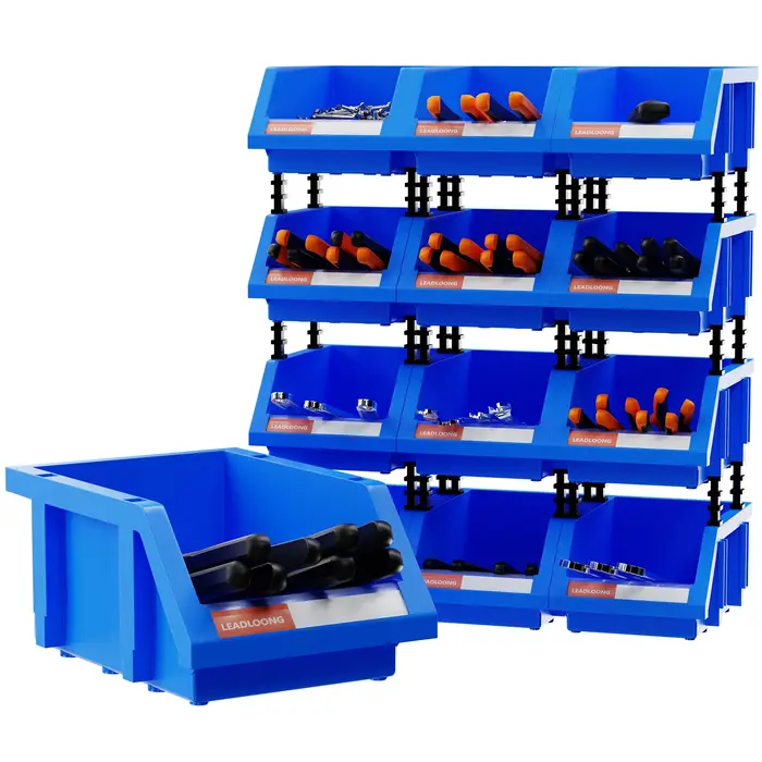 Bacs de rangement empilables en plastique 12 pièces