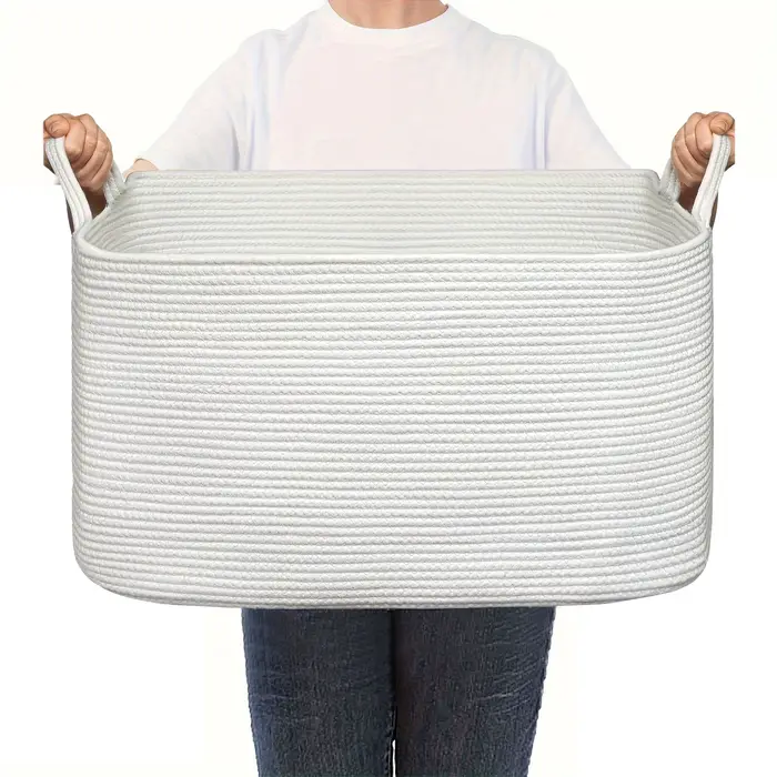 Panier à linge, paniers de rangement tissés pour l'organisation, paniers en corde de coton en forme 