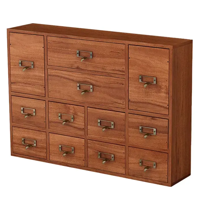 Armoire d'apothicaire en bois à 12 tiroirs, boîte de rangement de table, petit rangement pour papete
