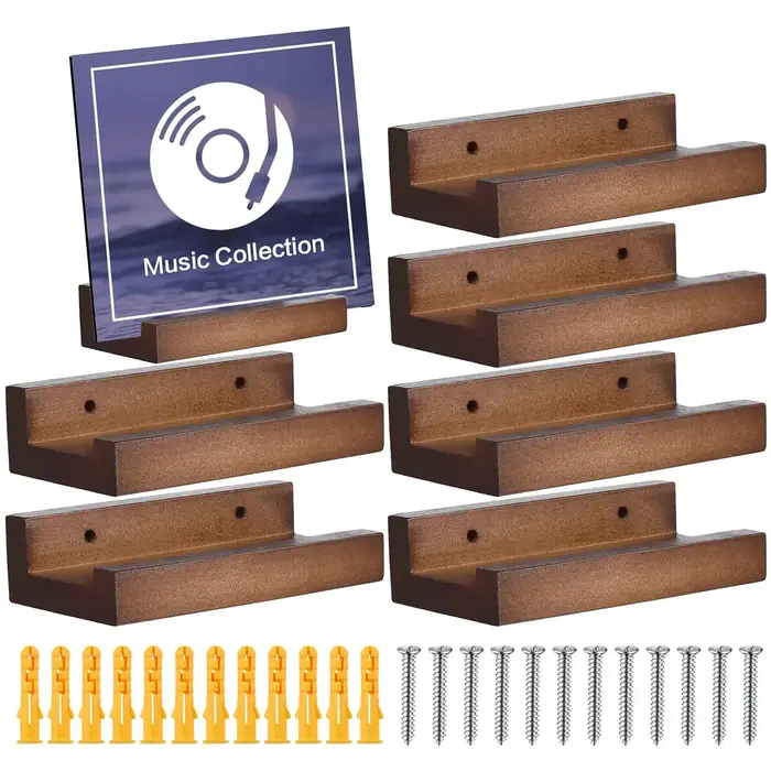 6 pièces petit support de disque mural présentoir bois vinyle