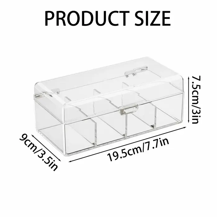 Boîte de rangement à 4 compartiments avec couvercle, boîte de rangement pour sachets de thé, organis