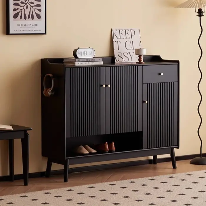 Étagère à chaussures en bois noir