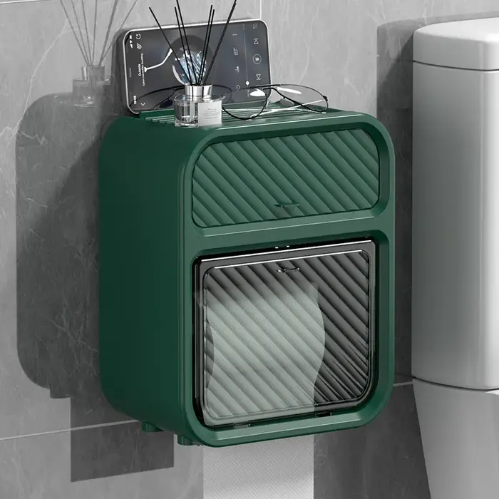 Étagère murale boîte à mouchoirs de salle de bain avec tiroir boîte de papier toilette étanche tiroi