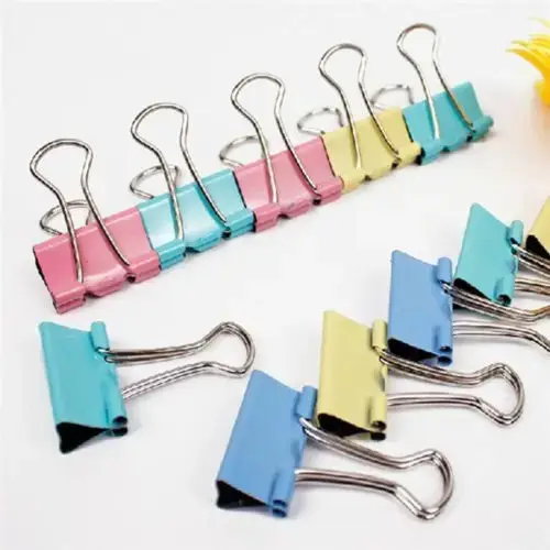 Clips de reliure en métal colorés 15mm, 60 pièces/lot, trombone, papeterie de bureau, fournitures de