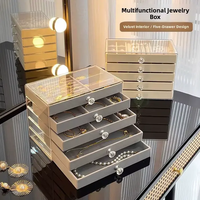 Boîte de rangement à bijoux haut de gamme de style tiroir