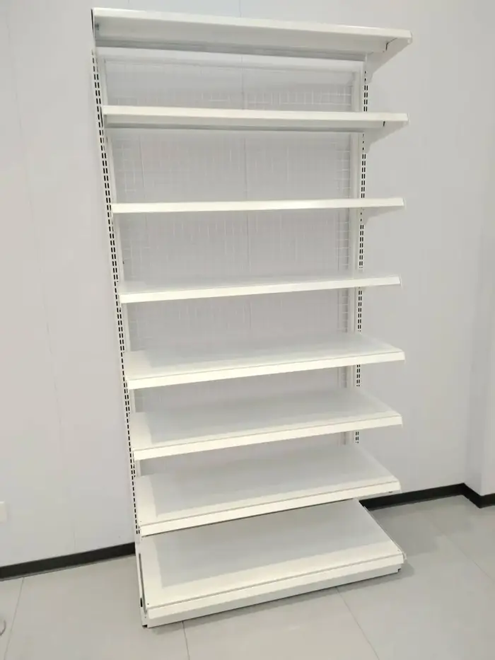 Étagère métallique à fils, simple face, 8 niveaux, hauteur 2000 mm, en acier laminé à froid, présentoir de supermarché en treillis, étagère de vente au détail en époxy blanc
