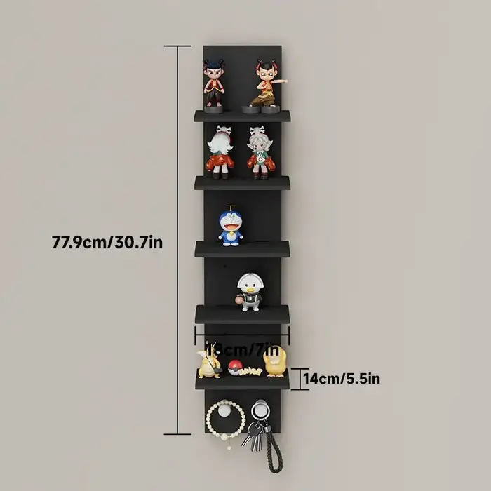 Étagère de présentation verticale à 5 niveaux pour figurines d'anime avec crochets pour bureau et mu